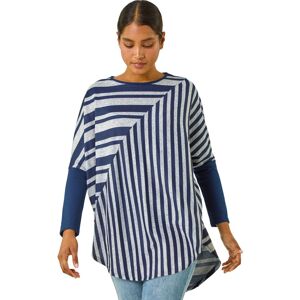 Roman Women's Contrast Stripe Tunic Stretch Top in Navy Size: 12 Navy 12 Roman Women's Contrast Stripe Tunic Stretch Top in Navy Size: 12 Navy 12