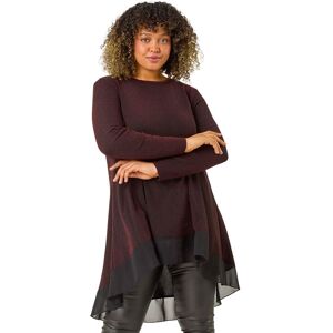 Roman Women's Curve Glitter Chiffon Hem Tunic Top in Red Size: 20 Red 20 Roman Women's Curve Glitter Chiffon Hem Tunic Top in Red Size: 20 Red 20