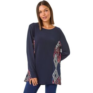 Roman Women's Side Printed Stretch Tunic Top in Midnight Size: 12 Midnight 12 Roman Women's Side Printed Stretch Tunic Top in Midnight Size: 12 Midnight 12