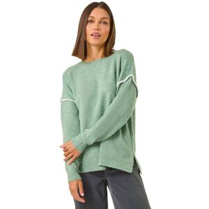 Roman Women's Contrast Stitch Knit Jumper in Dark Green Size: 12 Dark Green 12 Roman Women's Contrast Stitch Knit Jumper in Dark Green Size: 12 Dark Green 12