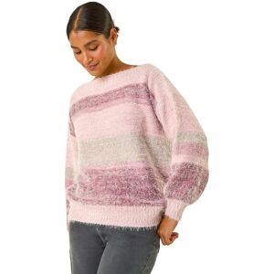 Roman Women's Stripe Soft Knit Jumper in Light Pink Size: 18 Light Pink 18 Roman Women's Stripe Soft Knit Jumper in Light Pink Size: 18 Light Pink 18
