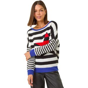 Roman Women's Star Striped Colour Block Knit Jumper in Black Size: 12 Black 12 Roman Women's Star Striped Colour Block Knit Jumper in Black Size: 12 Black 12