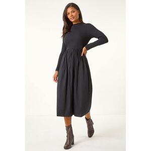 Roman Women's Cotton Stretch Jersey Mix Midi Dress in Black Size: 18 Black 18 Roman Women's Cotton Stretch Jersey Mix Midi Dress in Black Size: 18 Black 18