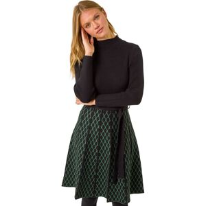 Roman Women's Contrast Skirt Knit Jacquard Dress in Green Size: 20 Green 20 Roman Women's Contrast Skirt Knit Jacquard Dress in Green Size: 20 Green 20