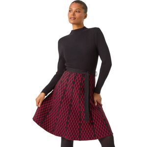 Roman Women's Contrast Skirt Knit Jacquard Dress in Red Size: 18 Red 18 Roman Women's Contrast Skirt Knit Jacquard Dress in Red Size: 18 Red 18