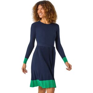 Roman Women's Contrast Border Knitted Stretch Dress in Navy Size: 18 Navy 18 Roman Women's Contrast Border Knitted Stretch Dress in Navy Size: 18 Navy 18