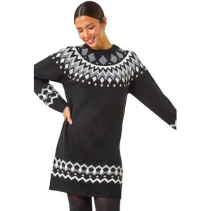 Roman Women's Geometric Print Knitted Shift Dress in Black Size: 12 Black 12 Roman Women's Geometric Print Knitted Shift Dress in Black Size: 12 Black 12