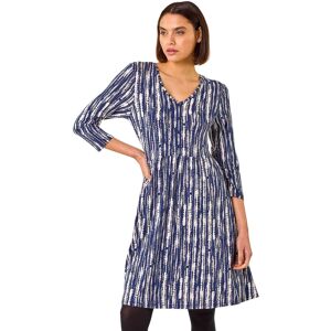 Roman Women's Tie Dye Button Detail V-Neck Dress in Navy Size: 16 Navy 16 Roman Women's Tie Dye Button Detail V-Neck Dress in Navy Size: 16 Navy 16