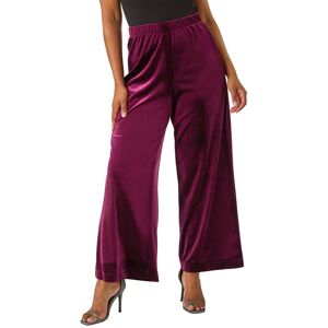 Roman Women's Petite Wide Leg Velvet Stretch Trouser in Plum Size: 12 Plum 12 Roman Women's Petite Wide Leg Velvet Stretch Trouser in Plum Size: 12 Plum 12