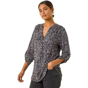 Roman Women's Animal Print Stretch Blouse in Grey Size: 20 Grey 20 Roman Women's Animal Print Stretch Blouse in Grey Size: 20 Grey 20
