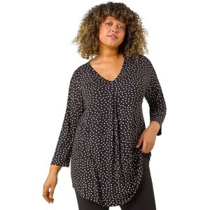 Roman Women's Curve V-Neck Spot Print Tunic in Black Size: 30-32 Black 30-32 Roman Women's Curve V-Neck Spot Print Tunic in Black Size: 30-32 Black 30-32