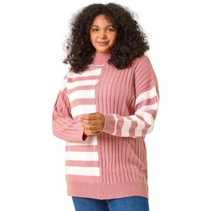 Roman Women's Curve Contrast Stripe High Neck Jumper in Pink Size: 18 Pink 18 Roman Women's Curve Contrast Stripe High Neck Jumper in Pink Size: 18 Pink 18