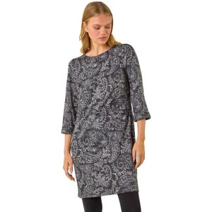 Roman Women's Paisley Button Detail Shift Dress in Dark Grey Size: 12 Dark Grey 12 Roman Women's Paisley Button Detail Shift Dress in Dark Grey Size: 12 Dark Grey 12