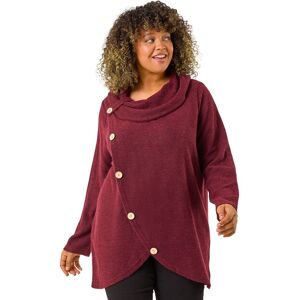 Roman Women's Curve Cowl Neck Button Wrap Top in Wine Size: 22-24 Wine 22-24 Roman Women's Curve Cowl Neck Button Wrap Top in Wine Size: 22-24 Wine 22-24