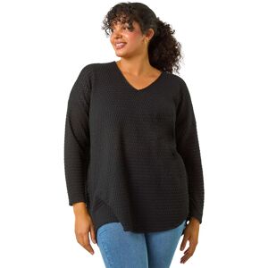 Roman Women's Curve V-Neck Crotchet Knit Top in Black Size: 22-24 Black 22-24 Roman Women's Curve V-Neck Crotchet Knit Top in Black Size: 22-24 Black 22-24
