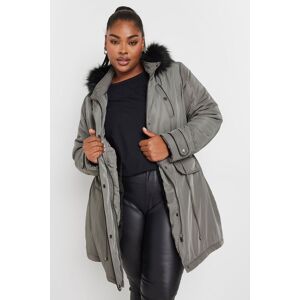 Yours Women's Faux Fur Trim Parka Jacket in Grey Size: 18 Grey 18 Yours Women's Faux Fur Trim Parka Jacket in Grey Size: 18 Grey 18