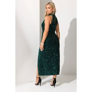 Yours Women's Velvet Sequin Halterneck Maxi Dress in Green Size: 20 Green 20 Yours Women's Velvet Sequin Halterneck Maxi Dress in Green Size: 20 Green 20