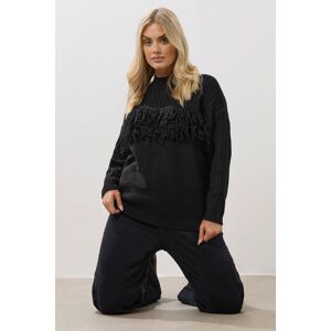 Yours Women's Fringe Knitted Jumper in Black Size: 26-28 Black 26-28 Yours Women's Fringe Knitted Jumper in Black Size: 26-28 Black 26-28