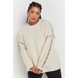 Yours Women's Contrast Stitch Knitted Jumper in Cream Size: 22-24 Cream 22-24 Yours Women's Contrast Stitch Knitted Jumper in Cream Size: 22-24 Cream 22-24