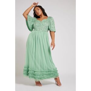 Yours Women's Sequin Sweetheart Ruffle Maxi Dress in Light Green Size: 26-28 Light Green 26-28 Yours Women's Sequin Sweetheart Ruffle Maxi Dress in Light Green Size: 26-28 Light Green 26-28