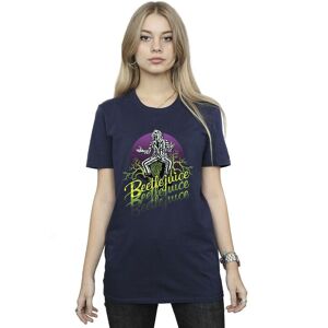 Beetlejuice Women's Purple Circle Cotton Boyfriend T-Shirt in Navy Size: Large Navy L Beetlejuice Women's Purple Circle Cotton Boyfriend T-Shirt in Navy Size: Large Navy L