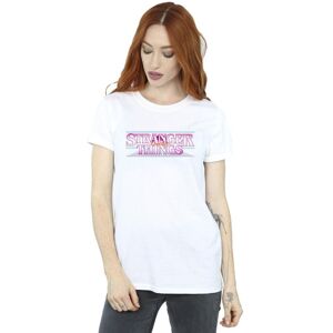 Netflix Women's Stranger Things Retro Title Cotton Boyfriend T-Shirt in White Size: 3XL White 3XL Netflix Women's Stranger Things Retro Title Cotton Boyfriend T-Shirt in White Size: 3XL White 3XL
