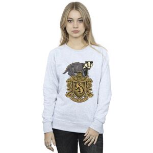 Harry Potter Women's Hufflepuff Sketch Crest Sweatshirt in Grey Size: Small Grey S Harry Potter Women's Hufflepuff Sketch Crest Sweatshirt in Grey Size: Small Grey S