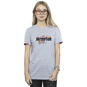 Disney Women's Aristocats Logo Cotton Boyfriend T-Shirt in Grey Size: 3XL Grey 3XL Disney Women's Aristocats Logo Cotton Boyfriend T-Shirt in Grey Size: 3XL Grey 3XL