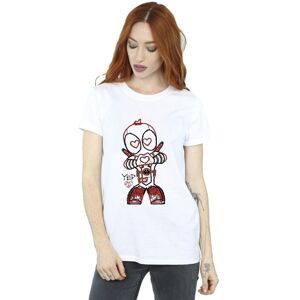 Marvel Women's Deadpool Love Beam Line Cotton Boyfriend T-Shirt in White Size: 3XL White 3XL Marvel Women's Deadpool Love Beam Line Cotton Boyfriend T-Shirt in White Size: 3XL White 3XL