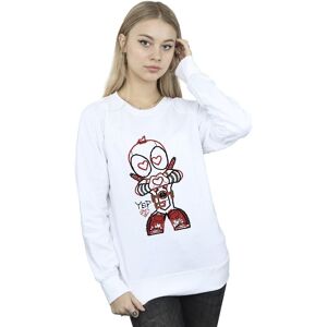 Marvel Women's Deadpool Love Beam Line Sweatshirt in White Size: Large White L Marvel Women's Deadpool Love Beam Line Sweatshirt in White Size: Large White L
