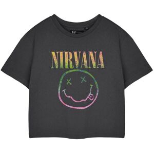 Nirvana Women's Cropped Short Sleeved T-Shirt (Adult Charcoal) in Grey Size: Small Grey S Nirvana Women's Cropped Short Sleeved T-Shirt (Adult Charcoal) in Grey Size: Small Grey S