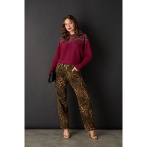 Izabel London Women's Animal Print High Waist Wide Leg Jeans in Brown Size: 18 Brown 18 Izabel London Women's Animal Print High Waist Wide Leg Jeans in Brown Size: 18 Brown 18