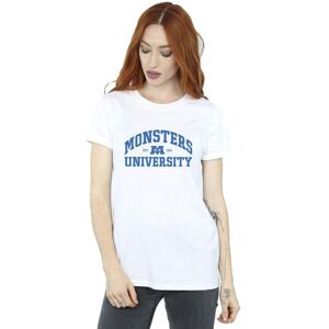 Disney Women's Monsters University Logo Cotton Boyfriend T-Shirt in White Size: XL White XL Disney Women's Monsters University Logo Cotton Boyfriend T-Shirt in White Size: XL White XL