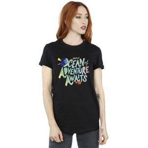 Disney Women's Finding Dory Ocean Of Adventure Cotton Boyfriend T-Shirt in Black Size: Small Black S Disney Women's Finding Dory Ocean Of Adventure Cotton Boyfriend T-Shirt in Black Size: Small Black S