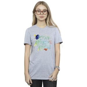 Disney Women's Finding Dory Ocean Of Adventure Cotton Boyfriend T-Shirt in Grey Size: Small Grey S Disney Women's Finding Dory Ocean Of Adventure Cotton Boyfriend T-Shirt in Grey Size: Small Grey S