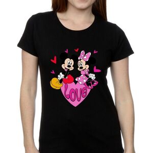 Disney Women's Love Heart Mickey & Minnie Mouse Cotton Boyfriend T-Shirt in Black Size: XL Black XL Disney Women's Love Heart Mickey & Minnie Mouse Cotton Boyfriend T-Shirt in Black Size: XL Black XL
