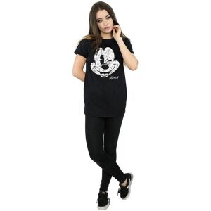 Disney Women's Mickey Mouse Distressed Cotton Boyfriend T-Shirt in Black Size: 2XL Black 2XL Disney Women's Mickey Mouse Distressed Cotton Boyfriend T-Shirt in Black Size: 2XL Black 2XL