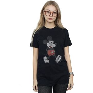 Disney Women's Walking Mickey Mouse Cotton Boyfriend T-Shirt in Black Size: Small Black S Disney Women's Walking Mickey Mouse Cotton Boyfriend T-Shirt in Black Size: Small Black S