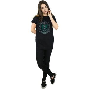 Harry Potter Women's Slytherin Cotton Boyfriend T-Shirt in Black Size: XL Black XL Harry Potter Women's Slytherin Cotton Boyfriend T-Shirt in Black Size: XL Black XL