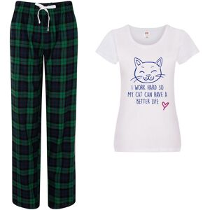 60 SECOND MAKEOVER Women's I Work Hard So My Cat Can Have A Better Life Pyjama Set in Green Size: Small Green S 60 SECOND MAKEOVER Women's I Work Hard So My Cat Can Have A Better Life Pyjama Set in Green Size: Small Green S