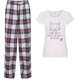 60 SECOND MAKEOVER Women's I Work Hard So My Cat Can Have A Better Life Pyjama Set in Pink Size: XS Pink XS 60 SECOND MAKEOVER Women's I Work Hard So My Cat Can Have A Better Life Pyjama Set in Pink Size: XS Pink XS