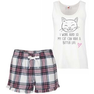 60 SECOND MAKEOVER Women's I Work Hard So My Cat Can Have A Better Life Pyjama Set in Pink Size: Medium Pink M 60 SECOND MAKEOVER Women's I Work Hard So My Cat Can Have A Better Life Pyjama Set in Pink Size: Medium Pink M