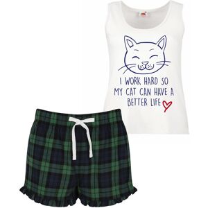 60 SECOND MAKEOVER Women's I Work Hard So My Cat Can Have A Better Life Pyjama Set in Green Size: Medium Green M 60 SECOND MAKEOVER Women's I Work Hard So My Cat Can Have A Better Life Pyjama Set in Green Size: Medium Green M