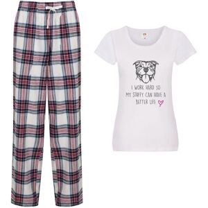 60 SECOND MAKEOVER Women's I Work Hard So My Staffy Can Have A Better Life Pyjama Set in Pink Size: Medium Pink M 60 SECOND MAKEOVER Women's I Work Hard So My Staffy Can Have A Better Life Pyjama Set in Pink Size: Medium Pink M