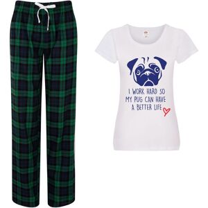 60 SECOND MAKEOVER Women's I work Hard So My Pug Can Have A Better Life Pyjama Set in Green Size: Large Green L 60 SECOND MAKEOVER Women's I work Hard So My Pug Can Have A Better Life Pyjama Set in Green Size: Large Green L