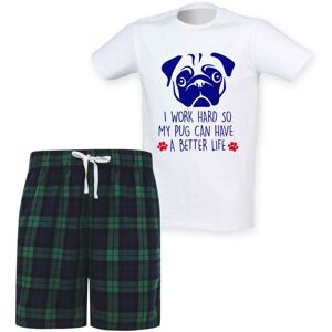 60 SECOND MAKEOVER Women's I Work Hard So My Pug Can Have A Better Life Tartan Pyjama Set in Green Size: XL Green XL 60 SECOND MAKEOVER Women's I Work Hard So My Pug Can Have A Better Life Tartan Pyjama Set in Green Size: XL Green XL