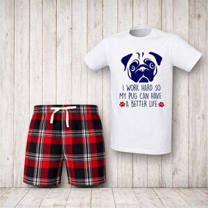 60 SECOND MAKEOVER Women's I Work Hard So My Pug Can Have A Better Life Tartan Pyjama Set in Red Size: XL Red XL 60 SECOND MAKEOVER Women's I Work Hard So My Pug Can Have A Better Life Tartan Pyjama Set in Red Size: XL Red XL