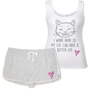 60 SECOND MAKEOVER Women's I Work Hard So My Cat Can Have A Better Life Cat Pyjama Set in Grey Size: Medium Grey M 60 SECOND MAKEOVER Women's I Work Hard So My Cat Can Have A Better Life Cat Pyjama Set in Grey Size: Medium Grey M