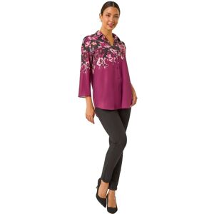 Roman Women's Floral Print Relaxed Stretch Blouse in Purple Size: 10 Purple 10 Roman Women's Floral Print Relaxed Stretch Blouse in Purple Size: 10 Purple 10
