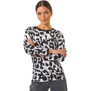 Roman Women's Animal Print 3/4 Sleeve Knit Jumper in Black Size: 18 Black 18 Roman Women's Animal Print 3/4 Sleeve Knit Jumper in Black Size: 18 Black 18